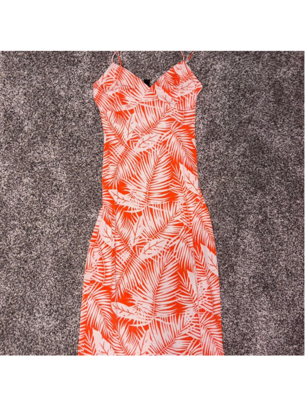 Orange and white sun dress with slit